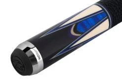 Predator Sang Lee 2-3 Black With Blue / Maple / Black / Purple / Ivorine Butterfly Points Limited Edition Pool Cue - Radial With Luxe Leather Wrap -Seyberts Sale Store 25 PRE LE SangLee2 3 Butt Front Detail
