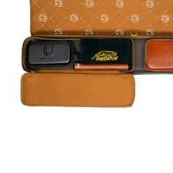 Predator Limited Edition Legacy 3x5 Soft Pool Cue Case - Light Brown -Seyberts Sale Store 25 PRE LEG LE 3B5S LIGHT BRWN S Left Pocket Detail