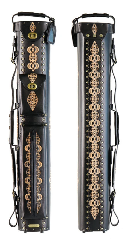 Instroke Saddle DO3 Black Air Hand Tooled 3x5 Pool Cue Case - 35D03BKH 2 Instroke Saddle DO3 Black Air Hand Tooled 3x5 Pool Cue Case - 35D03BKH - Image 2