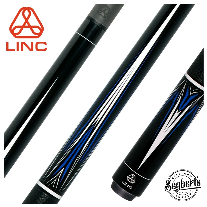 Linc Black With Blue / Silver / White Graphic Cue & Carbon Fiber Shaft 1 Linc Black With Blue / Silver / White Graphic Cue & Carbon Fiber Shaft