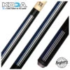 KODA Split Design Black And Blue Graphic Play Cue With Irish Linen Wrap