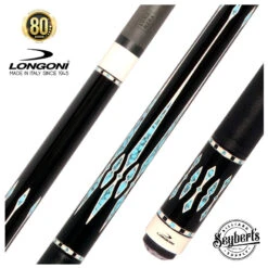 Longoni Black Mamba II Pool Cue With Luna Nera Shaft And Black Linen Wrap