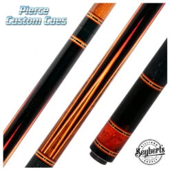 Jim Pierce Custom Cues - Gabon Ebony Forearm With 6 Mexican Cocobolo Points And Black Lizard Leather Wrap- 2 KeilwoodShafts