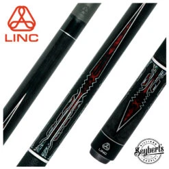 Linc Dark Gray Stained Maple With Red / Silver Points Graphic Cue & Carbon Fiber Shaft
