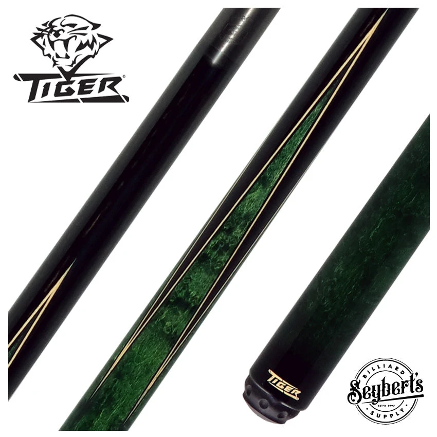 Tiger Traveler Performance Series With Green Stain Pool Cue - Fortis PRO Carbon Shaft 1 Tiger Traveler Performance Series With Green Stain Pool Cue - Fortis PRO Carbon Shaft