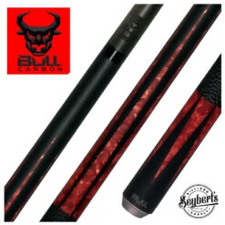 Bull Carbon Black And Red Pearl Pool Cue With Bull Carbon Shaft - BCL12