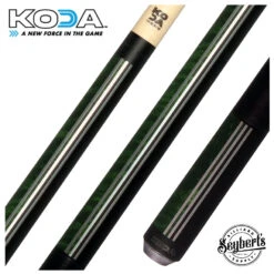 KODA Split Design Black And Green Graphic Play Cue With Irish Linen Wrap