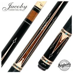 Jacoby Ebony Forearm With Bocote Points And Elforyn/Turquoise Inlays Pool Cue With 12.80mm Jacoby Ultra Pro Shaft