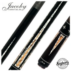 Jacoby Ebony With Spalted Maple And Buffalo Turquoise Custom No Wrap Pool Cue With 12.7mm Jacoby Black V4 Carbon Shaft