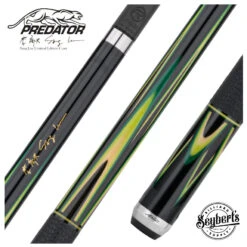 Predator Sang Lee 2-2 Black With Green / Maple / Ebony Butterfly Points Limited Edition Pool Cue - Radial With Luxe Leather Wrap