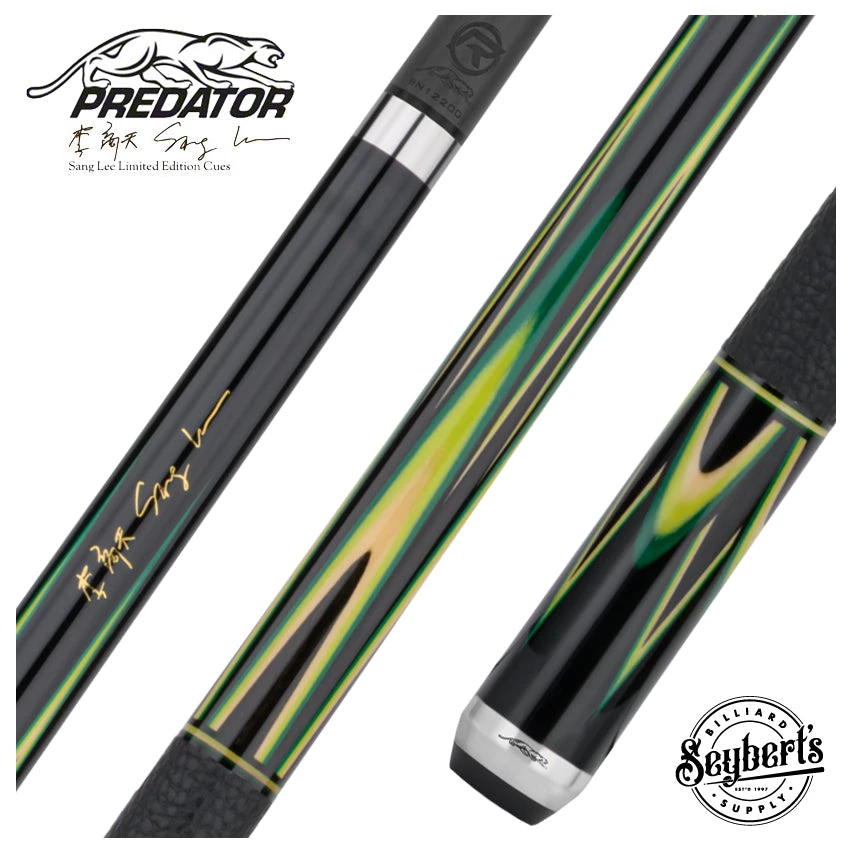 Predator Sang Lee 2-2 Black With Green / Maple / Ebony Butterfly Points Limited Edition Pool Cue - Radial With Luxe Leather Wrap 1 Predator Sang Lee 2-2 Black With Green / Maple / Ebony Butterfly Points Limited Edition Pool Cue - Radial With Luxe Leather Wrap