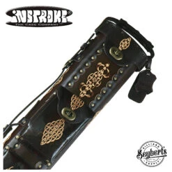 Instroke Saddle D03 Dark Brown Hand Tooled 2x4 Pool Cue Case - 24D03DBH