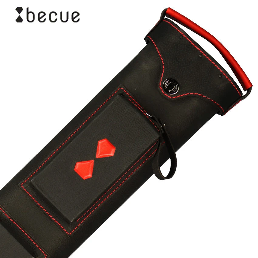 Becue Red 3x6 Hard Leather Pool Cue Case - BC577RD 1 Becue Red 3x6 Hard Leather Pool Cue Case - BC577RD