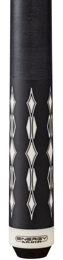Players Energy Series Matte Black With White And Silver Graphic Pool Cue With Black Linen Wrap 2 Players Energy Series Matte Black With White And Silver Graphic Pool Cue With Black Linen Wrap - Image 2