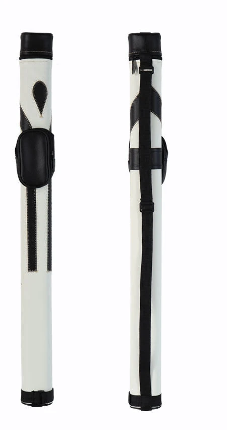 Economy Oval Silk White/Black 1x1 Hard Pool Cue Case - C11HR-WB 2 Economy Oval Silk White/Black 1x1 Hard Pool Cue Case - C11HR-WB - Image 2