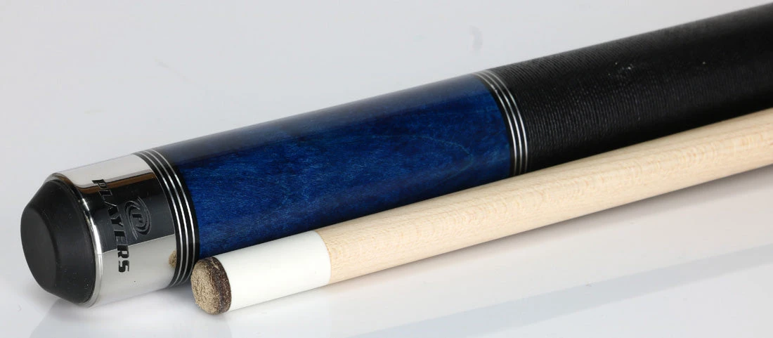 Players Classic Series Sky Blue Stained Maple With Linen Wrap Pool Cue - C955 2 Players Classic Series Sky Blue Stained Maple With Linen Wrap Pool Cue - C955 - Image 2