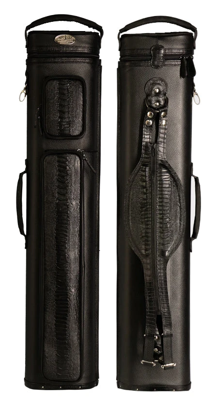 Castillo Black Leather With Black Ostrich Leg Accent 4x7 Hard Leather Pool Cue Case - CLG47BKBKOS 2 Castillo Black Leather With Black Ostrich Leg Accent 4x7 Hard Leather Pool Cue Case - CLG47BKBKOS - Image 2