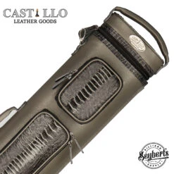 Castillo Grey Leather With Grey Ostrich Leg Accent 4x7 Hard Leather Pool Cue Case - CLG47GYGYOS