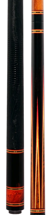 Jim Pierce Custom Cues - Gabon Ebony Forearm With 6 Mexican Cocobolo Points And Black Lizard Leather Wrap- 2 KeilwoodShafts 5 Jim Pierce Custom Cues - Gabon Ebony Forearm With 6 Mexican Cocobolo Points And Black Lizard Leather Wrap- 2 KeilwoodShafts - Image 5