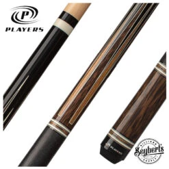 Players Exotic Series Black Palm And Bocote Graphic Pool Cue With Embossed Leather Wrap