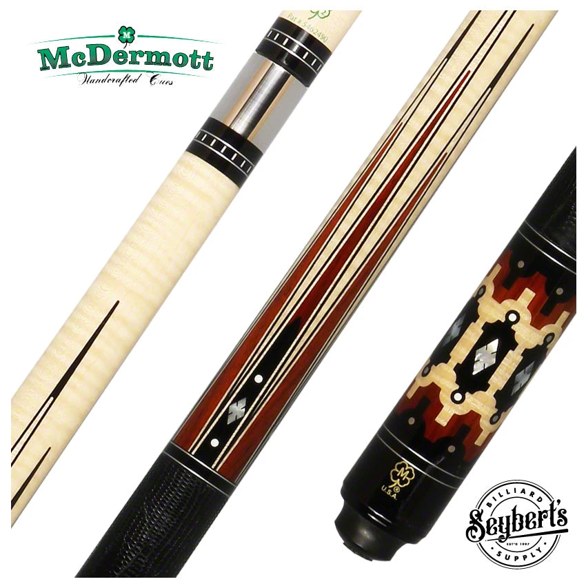 McDermott G Series Curly Maple With Cocobolo/Pewter Points Pool Cue - G1501 1 McDermott G Series Curly Maple With Cocobolo/Pewter Points Pool Cue - G1501
