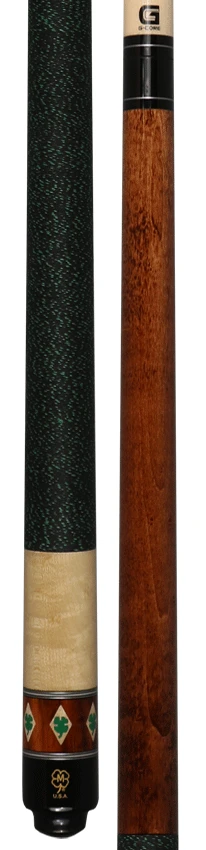 McDermott G Series Dark Cherry Stained Maple With Green Clover Inlays Pool Cue - G331 4 McDermott G Series Dark Cherry Stained Maple With Green Clover Inlays Pool Cue - G331 - Image 4