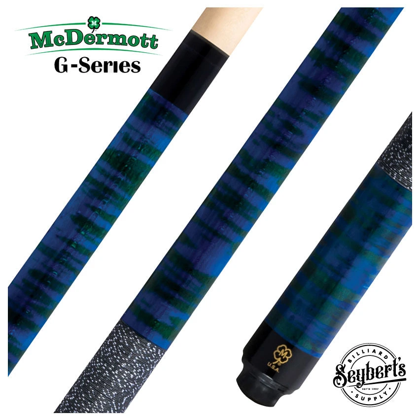 McDermott GS Series Double Washed Blue/Green Birdseye Maple Play Cue With Irish Line Wrap 1 McDermott GS Series Double Washed Blue/Green Birdseye Maple Play Cue With Irish Line Wrap