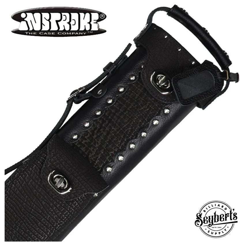 Instroke Custom Shark Skin & Leather 2x2 Pool Cue Case - INSSHARK22BK 1 Instroke Custom Shark Skin & Leather 2x2 Pool Cue Case - INSSHARK22BK