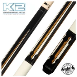 K2 KL130 Black/White And Bocote Graphic Pool Cue With 12.50mm K2 LD Shaft - KL130