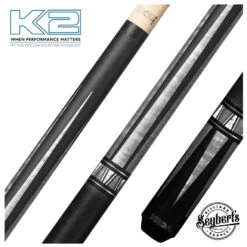 K2 KL171 4 Point Matte Black And Grey Graphic Pool Cue With 11.75mm LD Shaft - KL171