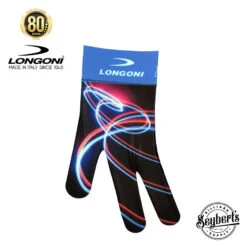 Longoni Left Hand Billiard Glove - Blue/Red Neon Swirls