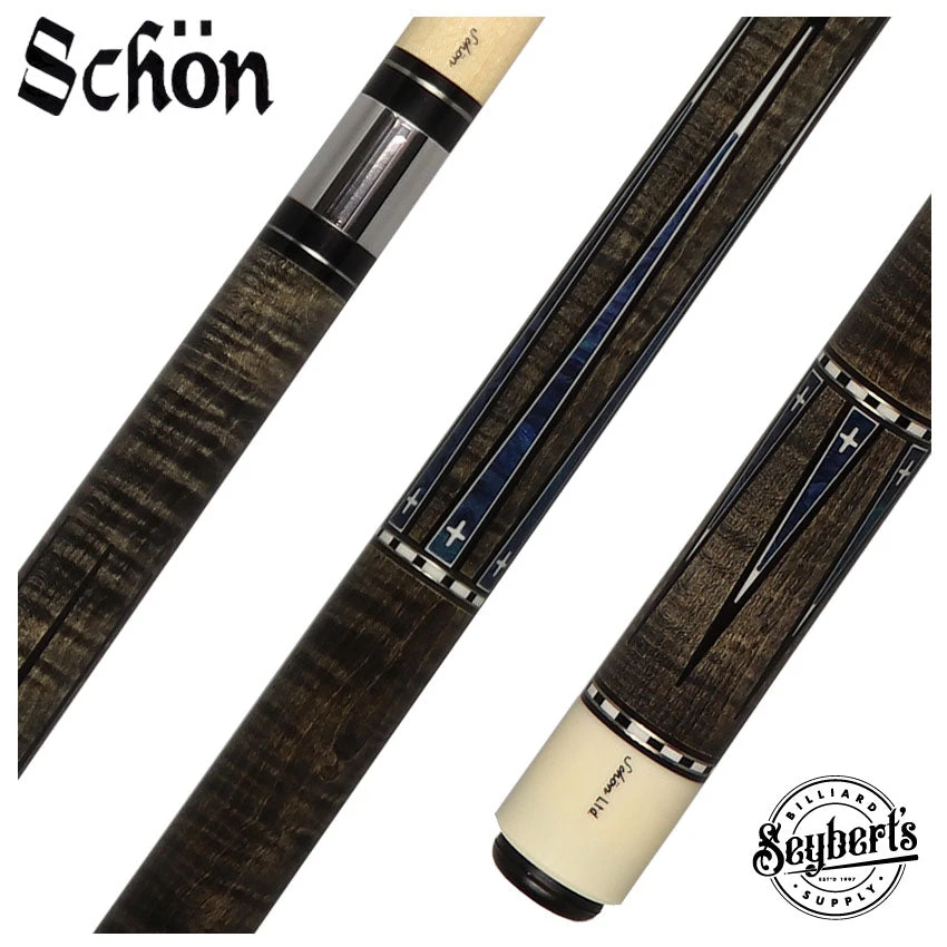 Schon Pool Cue - Grey Stain With Blue Points - LTD2300-3GREY 1 Schon Pool Cue - Grey Stain With Blue Points - LTD2300-3GREY