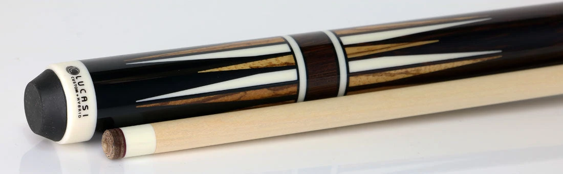 Lucasi Midnight Black White And Zebrawood Points Limited Edition Pool Cue - LUX72 2 Lucasi Midnight Black White And Zebrawood Points Limited Edition Pool Cue - LUX72 - Image 2