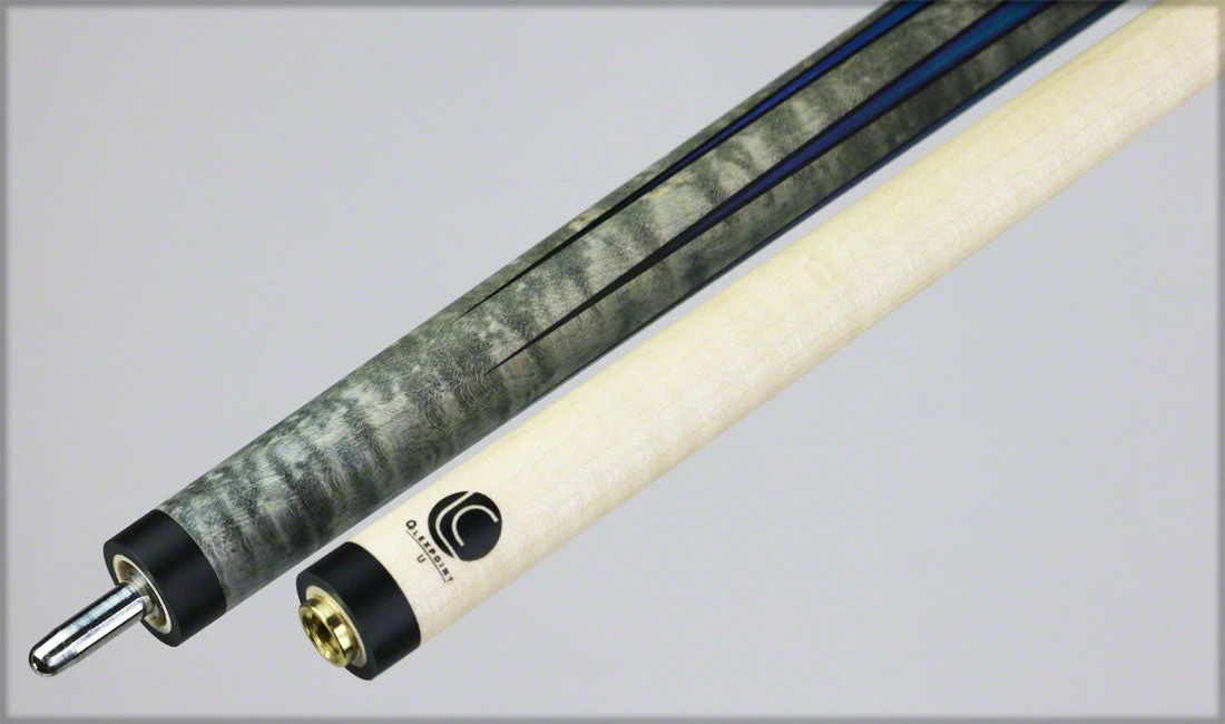 Lucasi Zero Flexpoint Grey Stained Maple With Blue/Green Veneer Points And Midnight Black Wrapless Pool Cue - LZC53 5 Lucasi Zero Flexpoint Grey Stained Maple With Blue/Green Veneer Points And Midnight Black Wrapless Pool Cue - LZC53 - Image 5