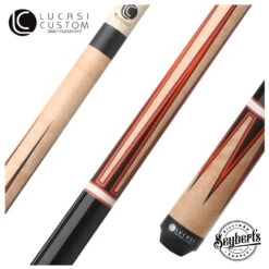 Lucasi Custom Black And Antique Birdseye/Red Orange Wrapless Pool Cue