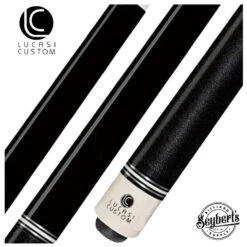 Lucasi Zero Flexpoint Midnight Black With Silver & White Rings And Black Linen Wrap Pool Cue - LZCB5