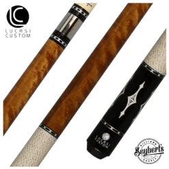 LucasiZero Flexpoint Walnut Stained Birdseye Maple With Silver Crush/Imitation Bone Inlays And White And Brown Linen WrapPool Cue - LZE9