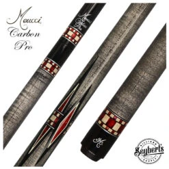 Meucci BMC Mini DiamondGrey With Red Diamonds Pool Cue With Carbon Shaft - MINIDGYRDNWC