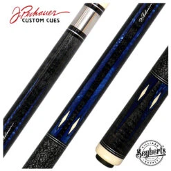 Pechauer Pro Series Ebony Stained Maple With Blue Avorion Resin Points Pool Cue - P19C-B