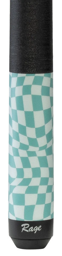 Rage Sky Blue Warped Checkers Pool Cue With Pressed Nylon Wrap 2 Rage Sky Blue Warped Checkers Pool Cue With Pressed Nylon Wrap - Image 2