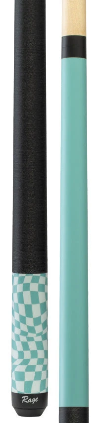 Rage Sky Blue Warped Checkers Pool Cue With Pressed Nylon Wrap 3 Rage Sky Blue Warped Checkers Pool Cue With Pressed Nylon Wrap - Image 3