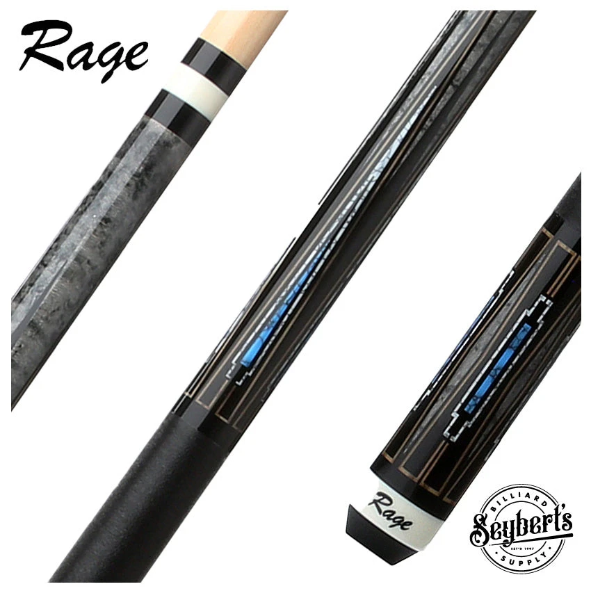 Rage Blue Deco Graphic Pool Cue With Black Nylon Wrap 1 Rage Blue Deco Graphic Pool Cue With Black Nylon Wrap