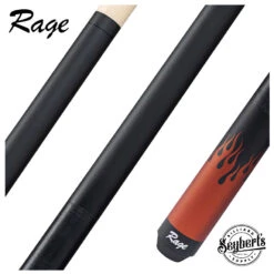 Rage Matte Black Forearm And Orange Flames Pool Cue With Black Linen Wrap