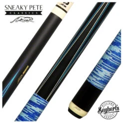 Predator 4 Point Sneaky PeteBlue/WhiteStacked Leather Wrap Pool Cue - True Splice - SP4BL-SLWMXBLWH