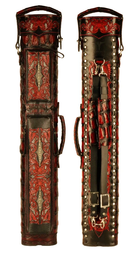 Volturi Custom Hand Tooled Crocodile Red/Black 2x4 Hard Pool Cue Case - SPMERVOL 2 Volturi Custom Hand Tooled Crocodile Red/Black 2x4 Hard Pool Cue Case - SPMERVOL - Image 2