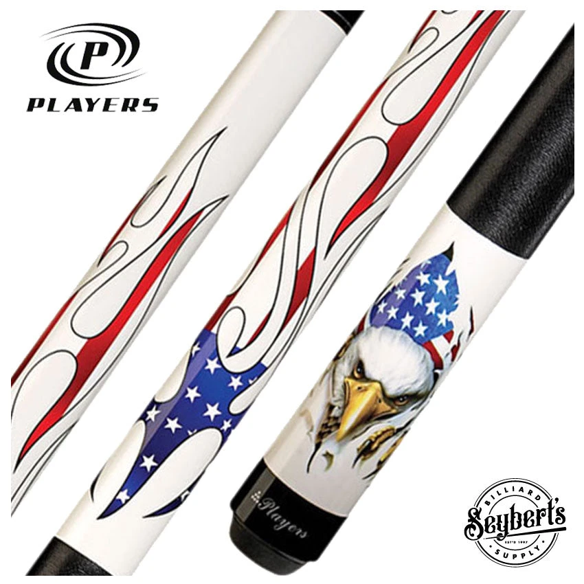 PlayersBald Eagle And American Flag Graphic Pool Cue - DPEG 1 PlayersBald Eagle And American Flag Graphic Pool Cue - DPEG