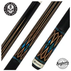 Players Exotic Series Black Palm And Blue Recon Graphic Pool Cue - E2331