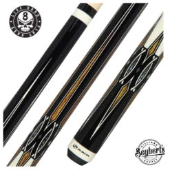 Players Exotic Series White Black And Abalone Graphic Pool Cue - E2332
