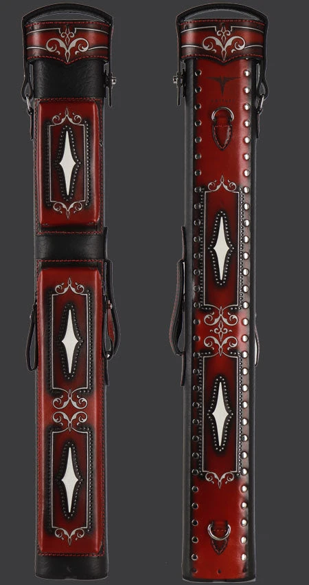 Volturi Custom Brogue Red 2x4 Hard Pool Cue Case - VCBS2x4REDBLK 2 Volturi Custom Brogue Red 2x4 Hard Pool Cue Case - VCBS2x4REDBLK - Image 2