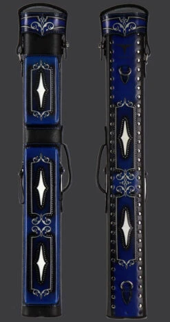 Volturi Custom Brogue Blue 2x4 Hard Pool Cue Case - VCBS2x4BLBLK -Seyberts Sale Store frntbk